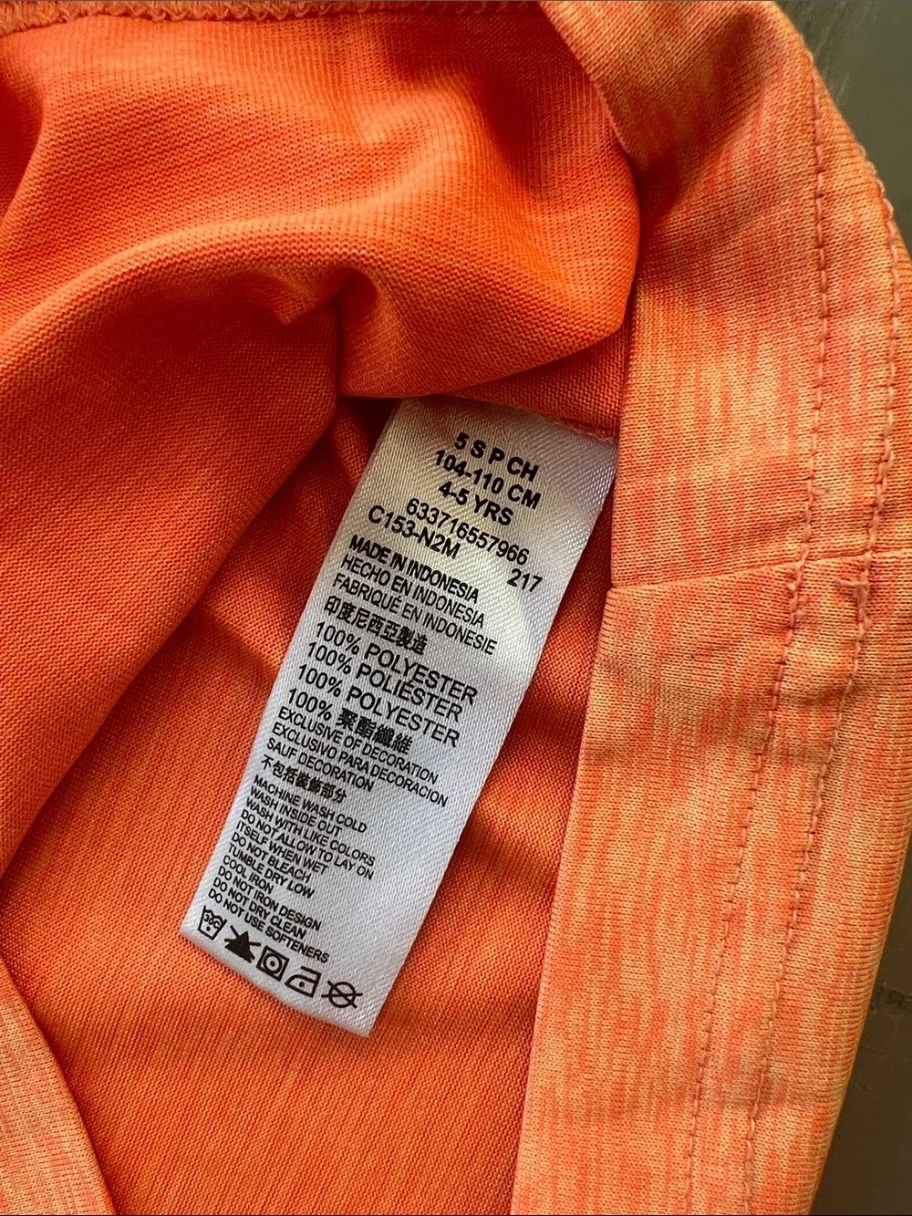 4T Nike Kids Orange Short Sleeve Tee with Swoosh. Dri-Fit. **STAINS**